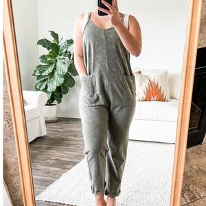 Sozy Deven Washed Olive Green Jumpsuit Size Small